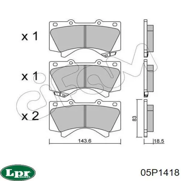 Передні тормозні колодки 05P1418 LPR