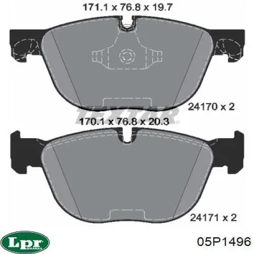 Передні тормозні колодки 05P1496 LPR