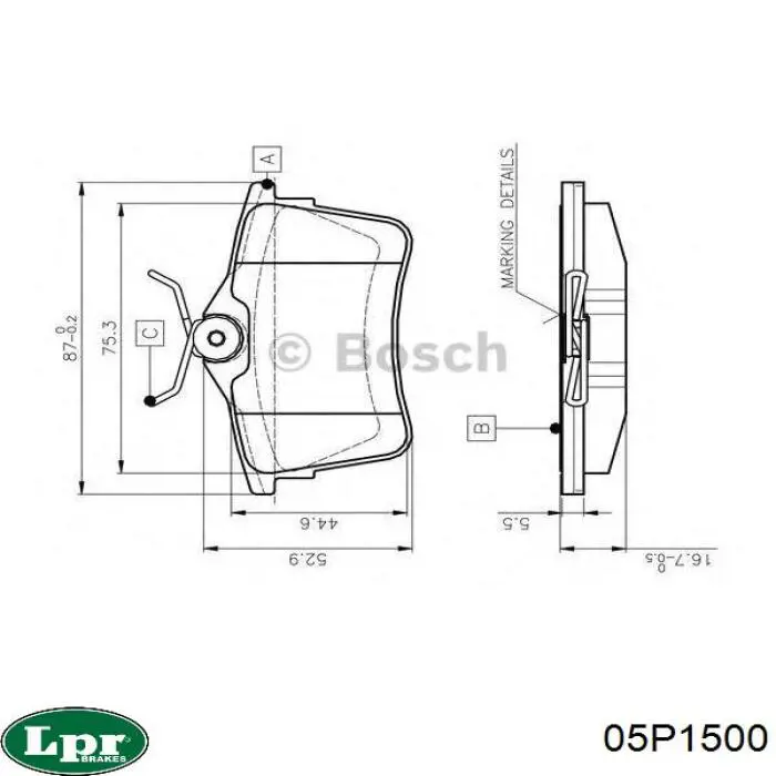 05P1500 LPR Колодки гальмівні задні, дискові