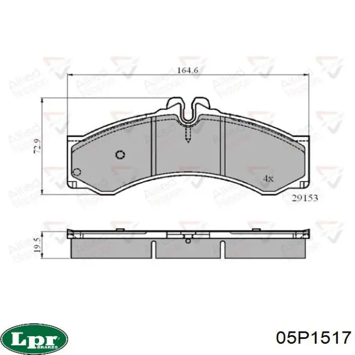Передні тормозні колодки 05P1517 LPR