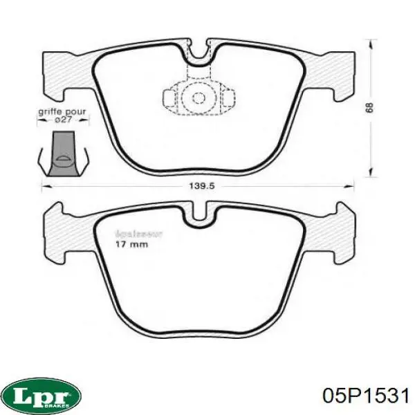 Задні гальмівні колодки LPR 05P1531 ціна, від 30.60 USD