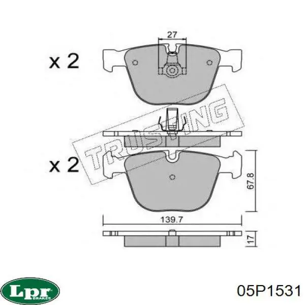 Купити 05P1531 LPR Задні колодки