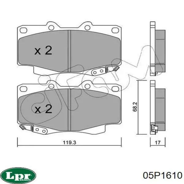 Передні тормозні колодки 05P1610 LPR