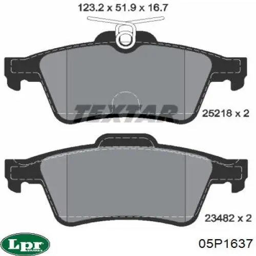 Купити 05P1637 LPR Задні колодки
