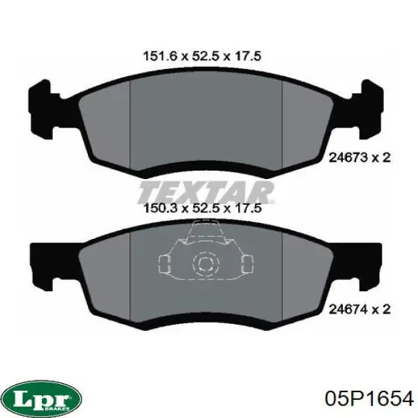 Передні тормозні колодки 05P1654 LPR