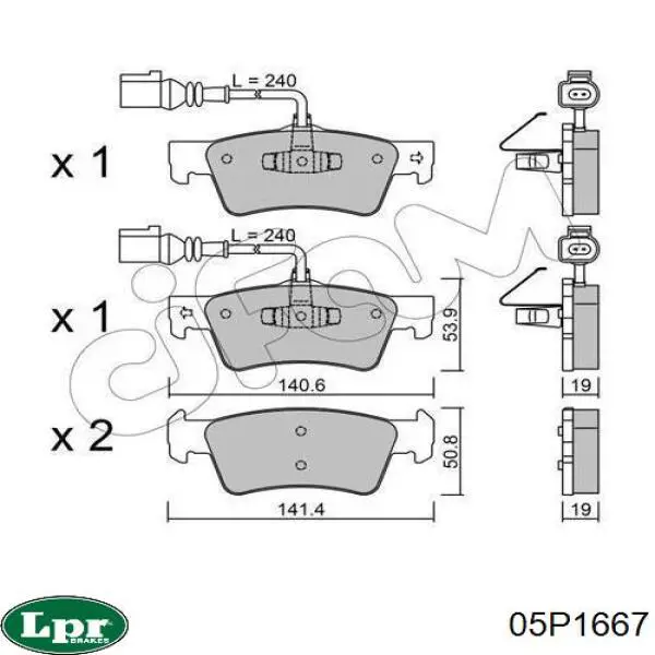 Задні гальмівні колодки 05P1667 LPR