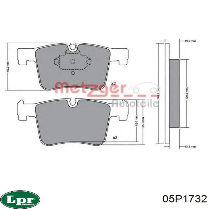 Передні тормозні колодки 05P1732 LPR