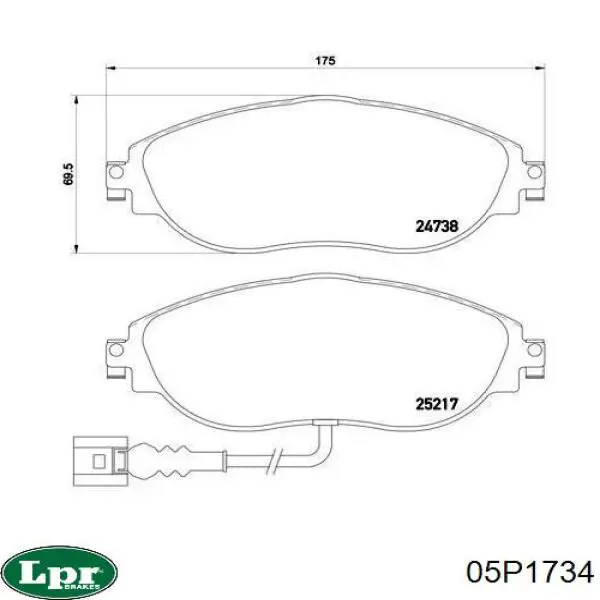 Гальмівні колодки LPR 05P1734 ціна, від 38.58 USD