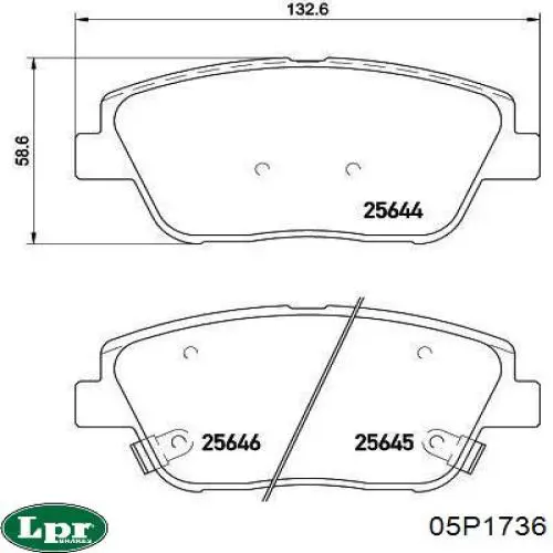 Передні тормозні колодки 05P1736 LPR