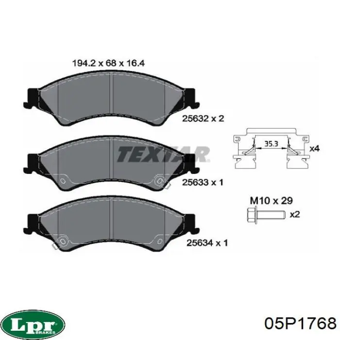 Передні тормозні колодки 05P1768 LPR