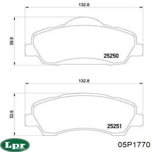 Купити 05P1770 LPR Колодки гальмівні передні, дискові
