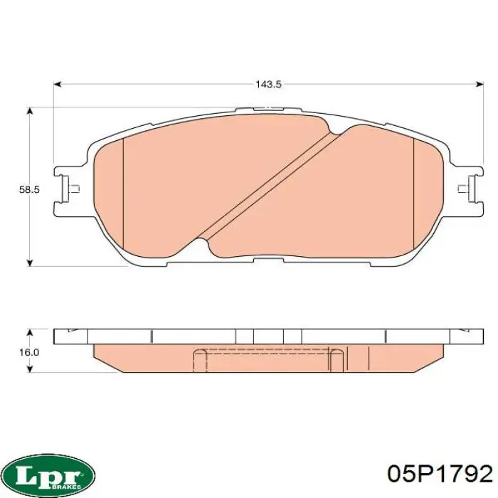 Передні тормозні колодки 05P1792 LPR