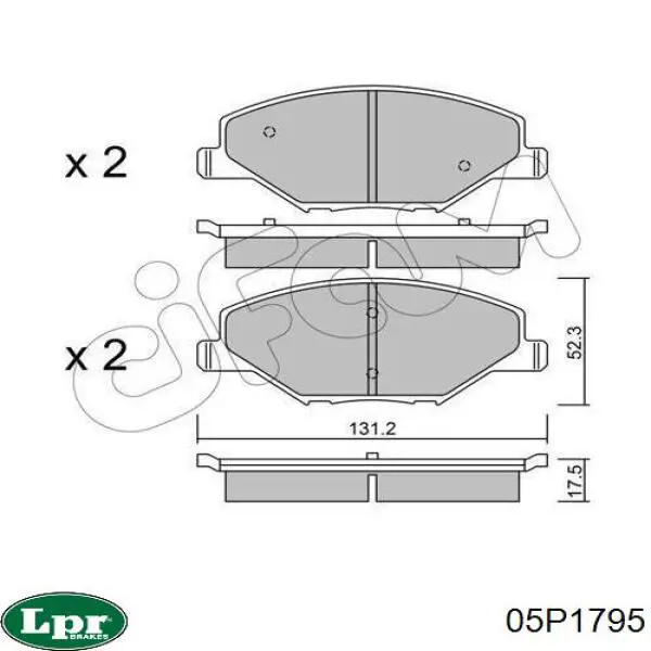 Купити 05P1795 LPR Колодки гальмівні передні, дискові