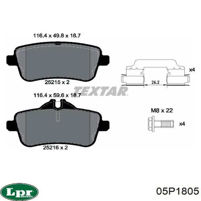 Купити 05P1805 LPR Задні колодки