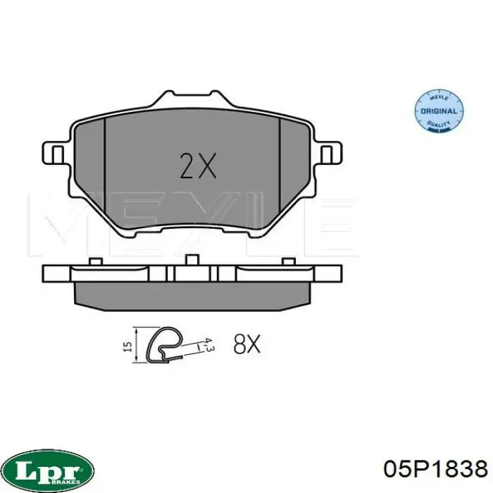 Задні гальмівні колодки LPR 05P1838 ціна, від 25.38 USD