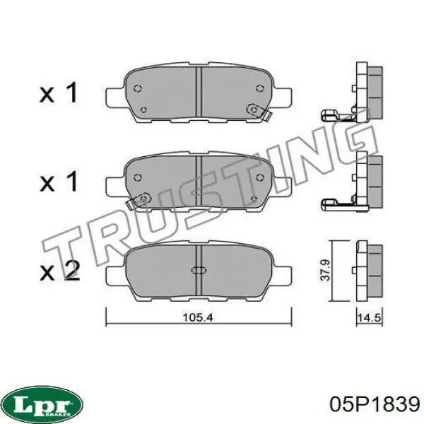 Задні гальмівні колодки 05P1839 LPR