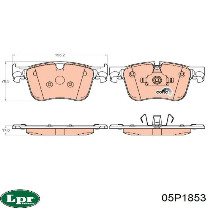 Купити 05P1853 LPR Колодки гальмівні передні, дискові