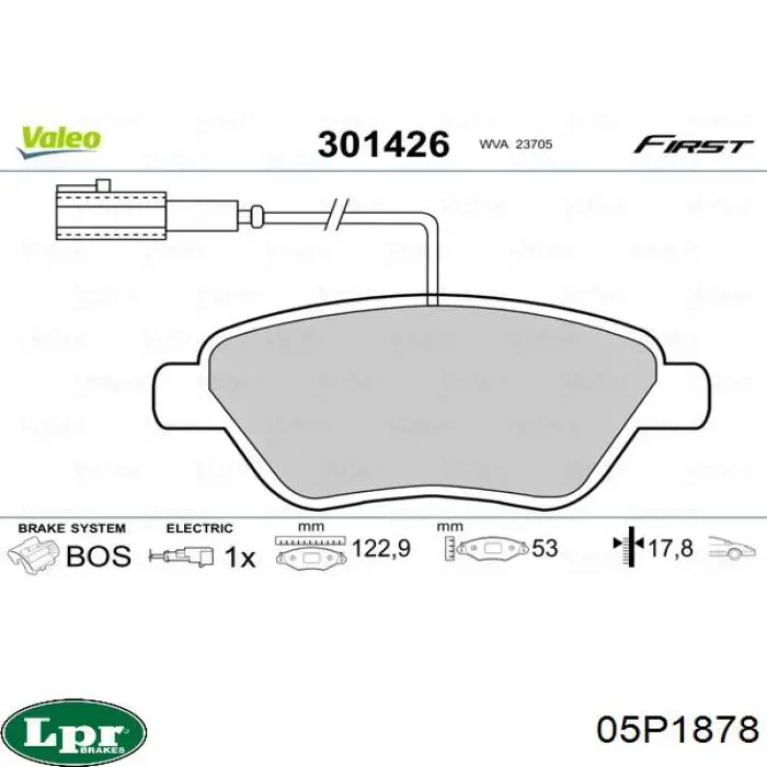 Передні тормозні колодки 05P1878 LPR