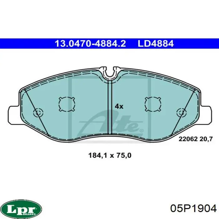 Передні тормозні колодки 05P1904 LPR