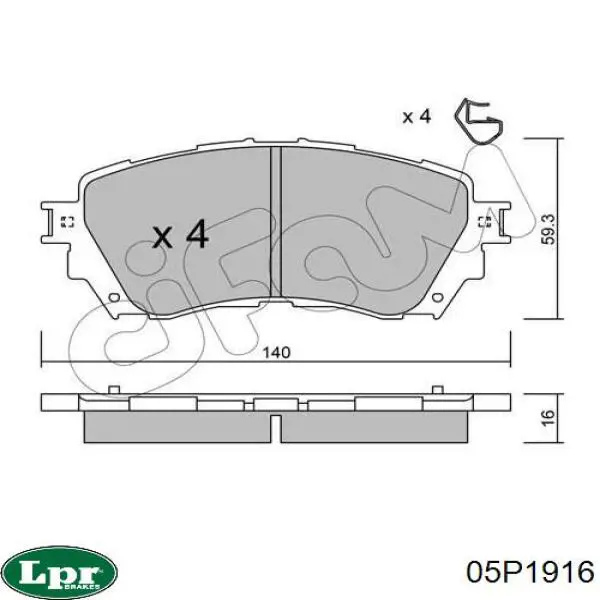 05P1916 LPR Передні гальмівні колодки