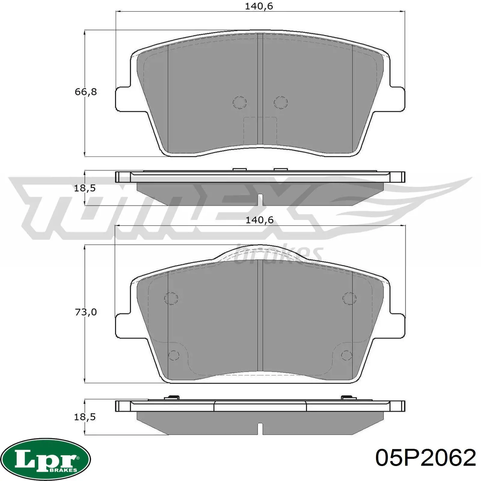 Передні тормозні колодки 05P2062 LPR
