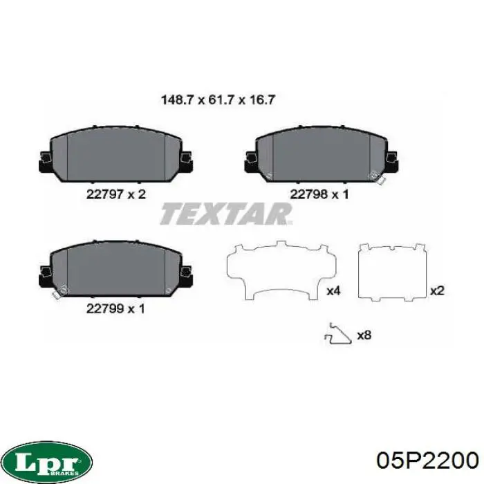Колодки гальмівні передні, дискові 05P2200 LPR