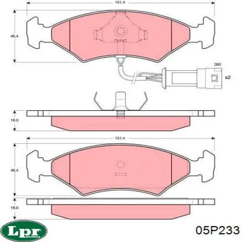Передні тормозні колодки 05P233 LPR
