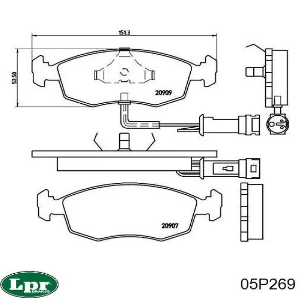 Колодки гальмівні передні, дискові 05P269 LPR