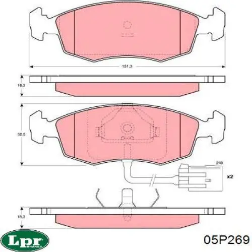 Передні тормозні колодки 05P269 LPR