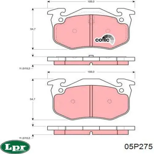 Задні гальмівні колодки LPR 05P275 ціна, від 14.25 USD