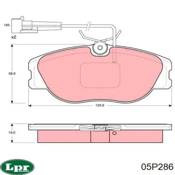 Купити 05P286 LPR Колодки гальмівні передні, дискові