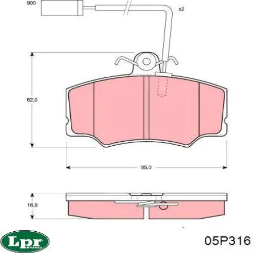 Колодки гальмівні передні, дискові 05P316 LPR