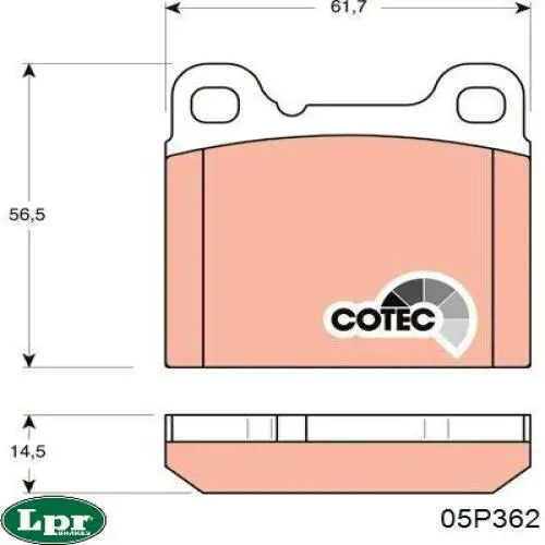 Колодки гальмові задні, дискові 05P362 LPR