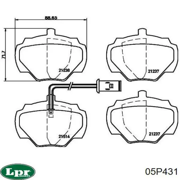 05P431 LPR колодки гальмові задні, дискові