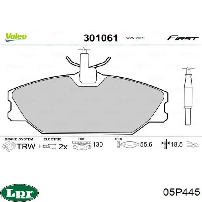 Передні тормозні колодки 05P445 LPR