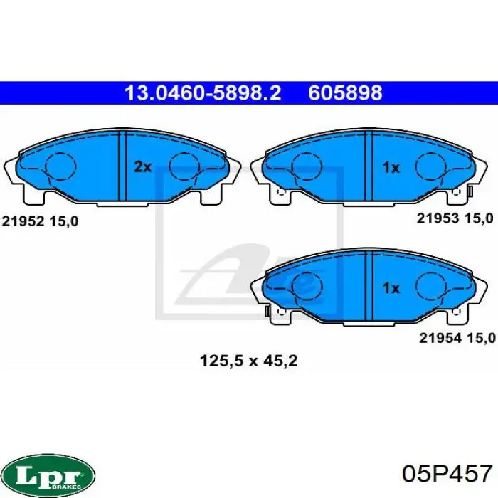 Купити 05P457 LPR Колодки гальмівні передні, дискові