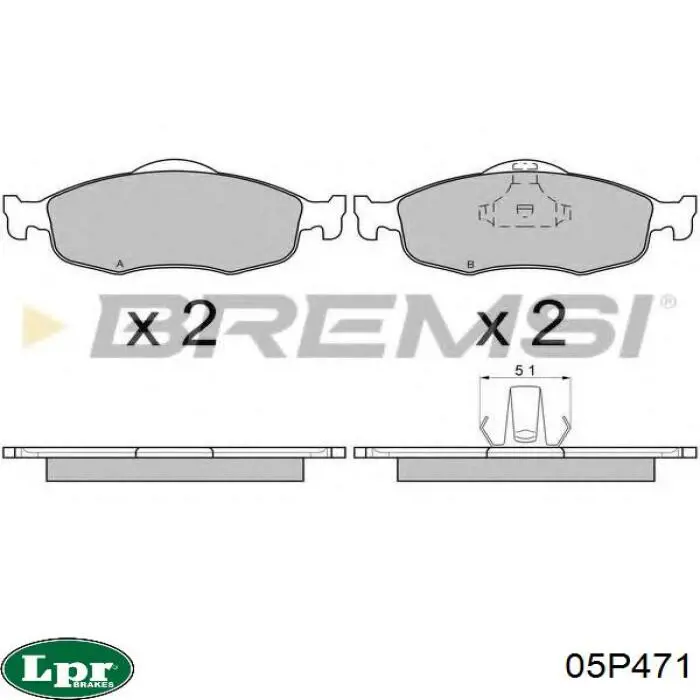 Передні тормозні колодки 05P471 LPR