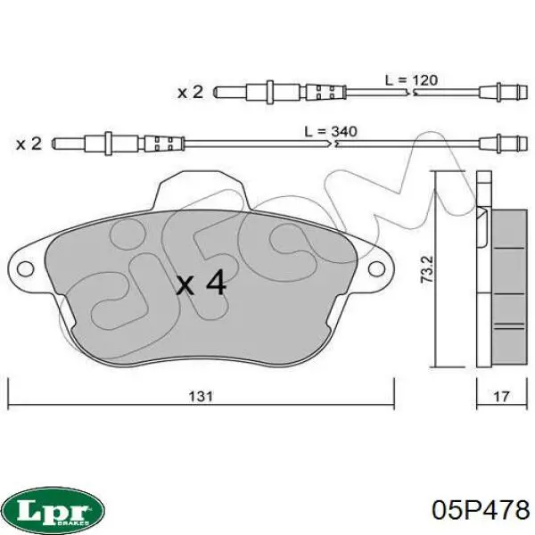 Колодки гальмівні передні, дискові 05P478 LPR