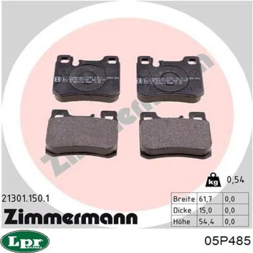 Задні гальмівні колодки LPR 05P485 ціна, від 12.75 USD