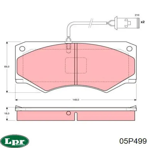 Купити 05P499 LPR Колодки гальмівні передні, дискові
