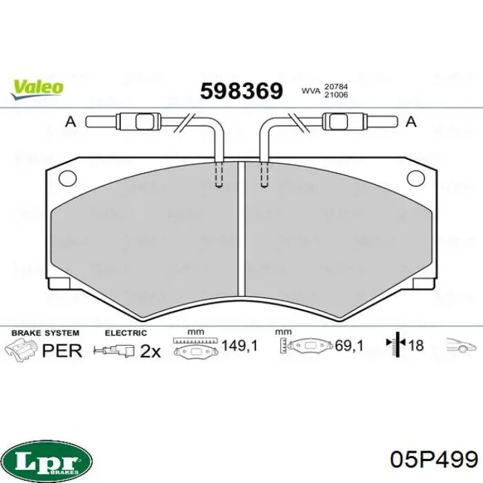 Передні тормозні колодки 05P499 LPR
