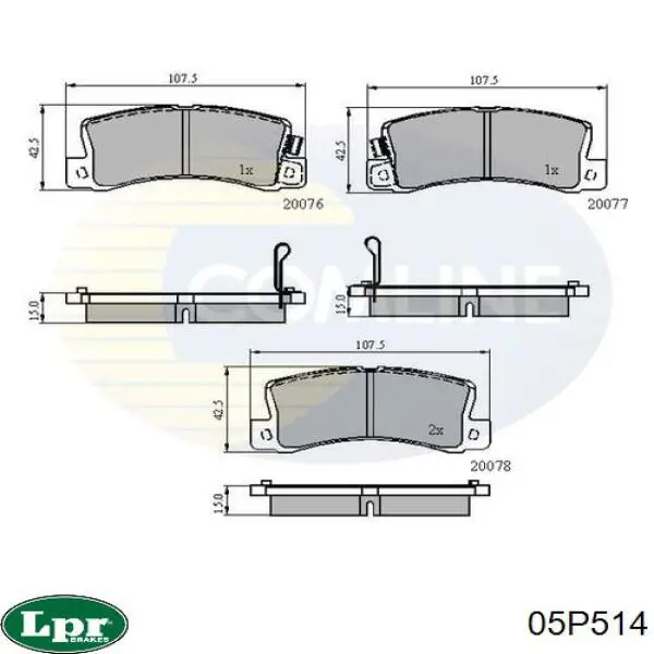 Купити 05P514 LPR Задні колодки