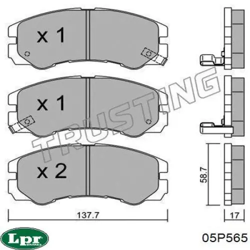 Передні тормозні колодки 05P565 LPR