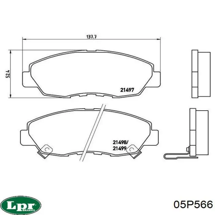 Купити 05P566 LPR Колодки гальмівні передні, дискові