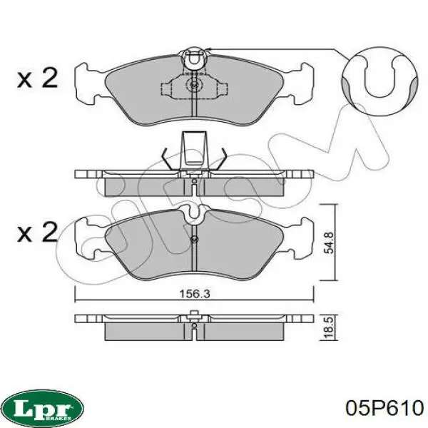 Задні гальмівні колодки 05P610 LPR