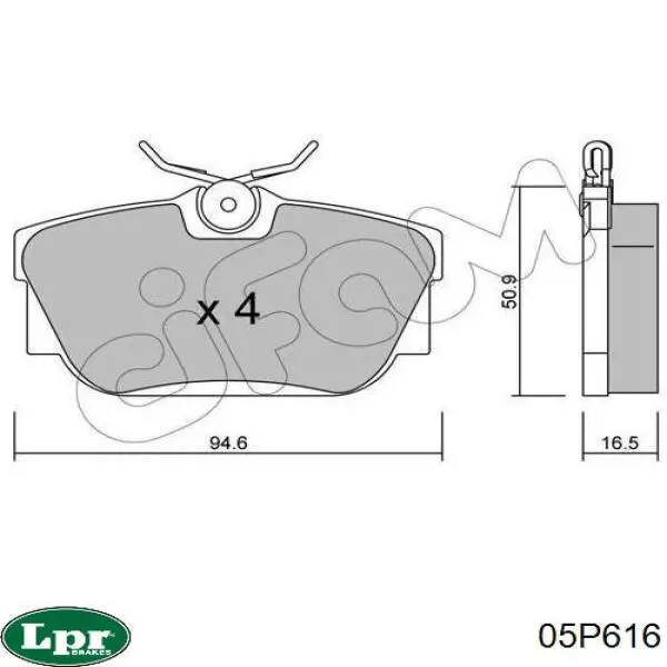 Задні гальмівні колодки LPR 05P616 ціна, від 13.44 USD