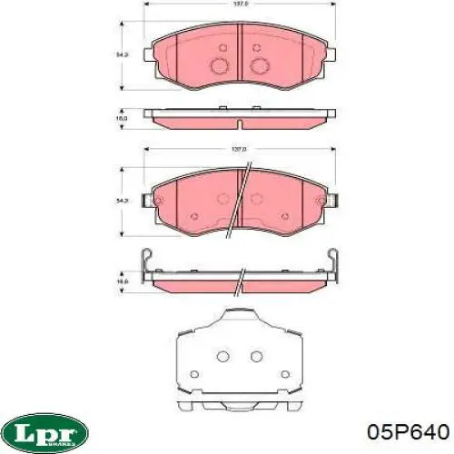 Купити 05P640 LPR Колодки гальмівні передні, дискові