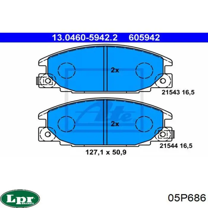 Передні тормозні колодки 05P686 LPR