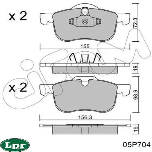 Передні тормозні колодки 05P704 LPR