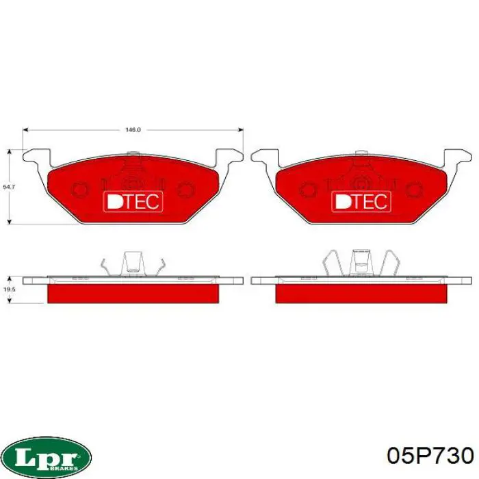 Колодки гальмівні передні, дискові 05P730 LPR